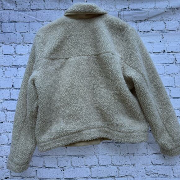 Abercrombie & Fitch Jacket Shacket Sherpa Size XL Cream Beige Fall Classic - Picture 2 of 10